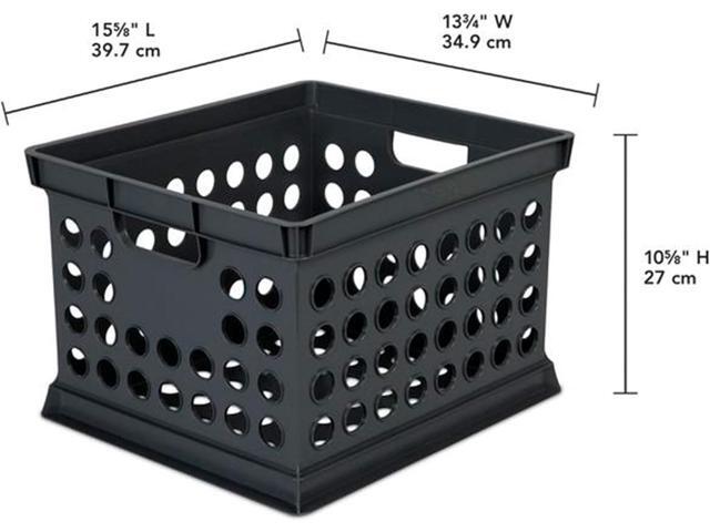 Sterilite Stackable Plastic Storage Crate Bin Organizer File Box with Handles for Home, Office, Dorm, Garage, or Utility Organization, Black, 6-Pack