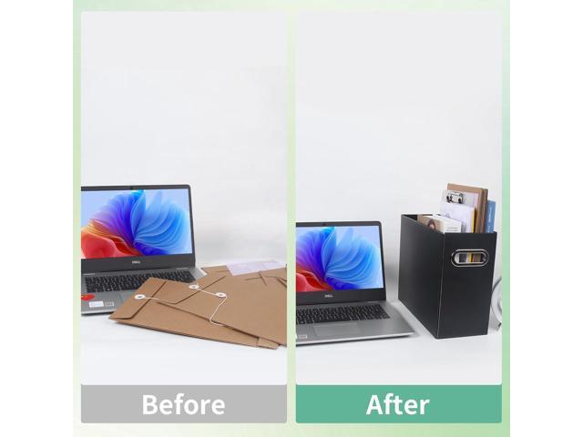 Collapsible File Organizer Box with Handle, Filing Organizer for Home or Office, Small Portable File Box(2 Packs, Black)