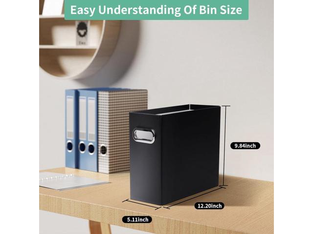 Collapsible File Organizer Box with Handle, Filing Organizer for Home or Office, Small Portable File Box(2 Packs, Black)