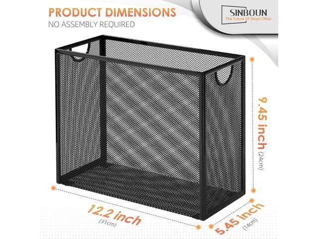 Sinboun Hanging File Organizer Letter-Size File Holder Filing Box Includes 5 Hanging Folders - Metal Mesh Magazine Letter Storage Cabinets File...