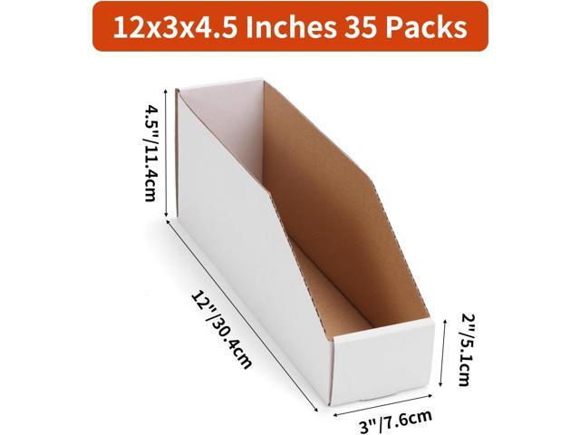 ZBEIVAN Cardboard Storage Bins Boxes 35 Packs 12x3x4.5 Inches, Easy Assembly Pantry Organizer Bins for Shelf, White