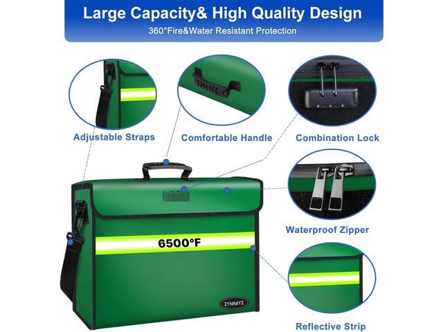 File Organizer Bag with Removable Folder Layers/Wallet,6500°F Fireproof Document Organizer with Lock & Reflective Strip,Portable Home Travel Safe...
