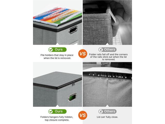 Oterri 1 Pack File Organizer Boxes with Lids, File Box with Mesh Pockets, Document Organizer Box for File Folders Letter Size, Zippers Filing Box...