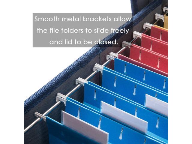 PRANDOM File Organizer Box - Set of 1 Collapsible Decorative Linen Filing Storage Hanging File Folders with Lids Office Cabinet Letter/Legal Size...