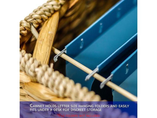 Trademark Innovations Rolling File Box Wicker File Cabinet Hanging File Baskets Water Hyacinth Storage Basket