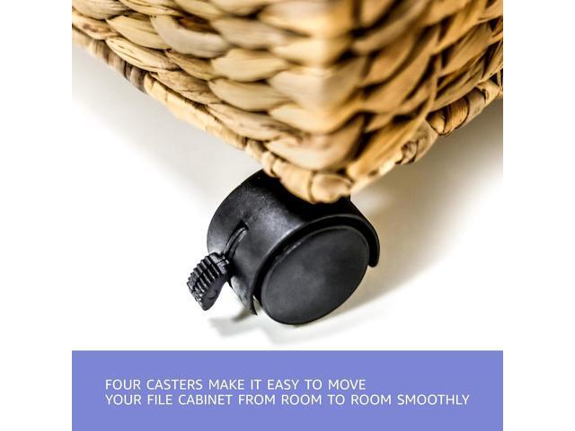 Trademark Innovations Rolling File Box Wicker File Cabinet Hanging File Baskets Water Hyacinth Storage Basket