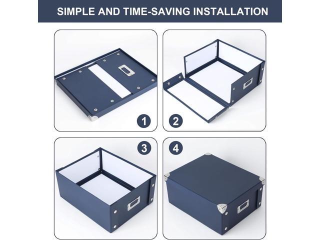 DLUGOPIS Checks Storage Box with Lid Document Boxes Banker Boxes Document Bin Foldable Cardboard Record Boxes For Business Pesonal Orangize Files...