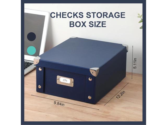 DLUGOPIS Checks Storage Box with Lid Document Boxes Banker Boxes Document Bin Foldable Cardboard Record Boxes For Business Pesonal Orangize Files...