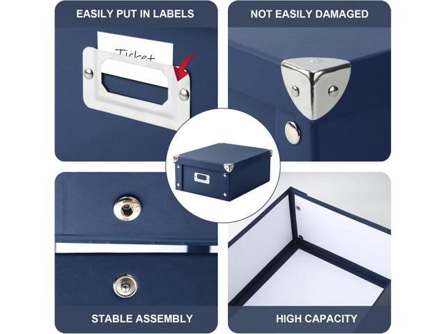 DLUGOPIS Checks Storage Box with Lid Document Boxes Banker Boxes Document Bin Foldable Cardboard Record Boxes For Business Pesonal Orangize Files...