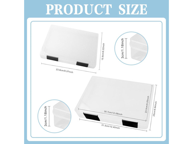 12 Pcs Clear A4 A5 File Box Document Plastic Storage Box with 48 Labels File Holder Organizer Box Paper Plastic Case Magazine Protector with Buckle...