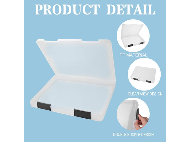 12 Pcs Clear A4 A5 File Box Document Plastic Storage Box with 48 Labels File Holder Organizer Box Paper Plastic Case Magazine Protector with Buckle...
