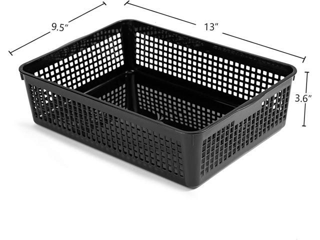 A4 Size Plastic Paper Storage Trays,Desktop File Organizer Baskets,6-Packs (Black)