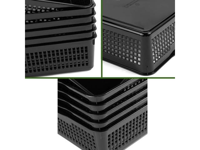 A4 Size Plastic Paper Storage Trays,Desktop File Organizer Baskets,6-Packs (Black)
