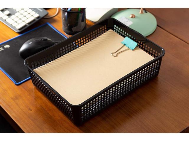 A4 Size Plastic Paper Storage Trays,Desktop File Organizer Baskets,6-Packs (Black)