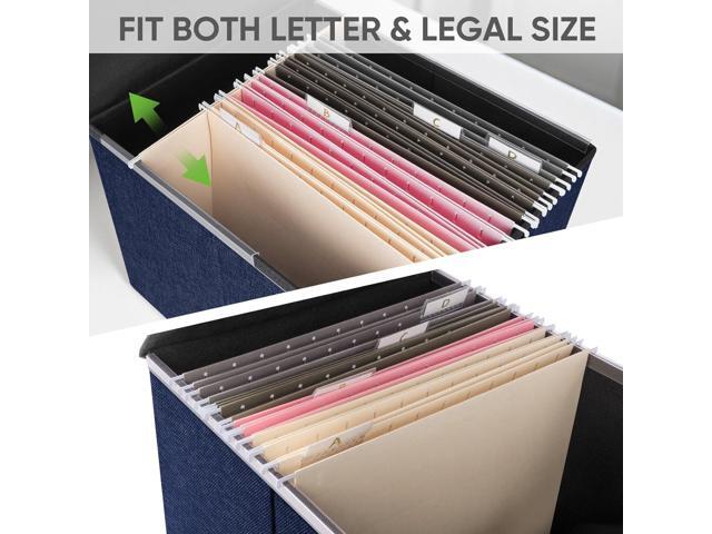 BALEINE File Organizer Box with Lid, Collapsible File Folder Organizer with Plastic Slide, Hanging File Folder Box for Office Document Storage (1...