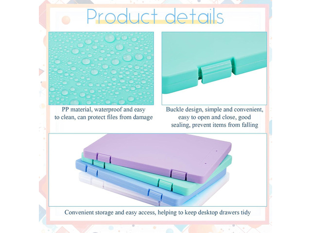 Zhanmai 4 Pcs A4 Paper Organizer Box, Plastic Scrapbook Paper Storage Box File Portable Project Case for 8.5 x 11 Us Letter, Office Document Case...