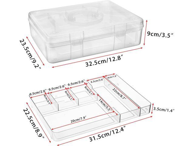 BTSKY 2-Tier Cute Bear Storage Box with Removable Divided Tray Portable Clear Plastic Art Craft Supply Organizer Stackable Home Office Supplies...