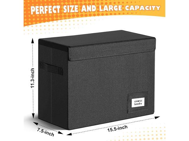 Leffis 6 Pack Comic Book Storage, Collapsible and Stackable Comic Short Box, Moistureproof Comic Box with Lid and Label Slot 15.5' X 7.5' X 11.3'...