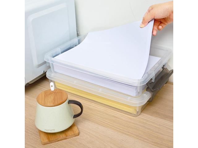 Citylife 3 PCS Plastic Storage Bins with Latching Lids Portable Project Case Clear File Box Stackable Storage Containers for Organizing A4 Paper,...