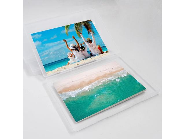 Cuyacili 4 Pack Scrapbooking Paper Storage File Boxes B6 Plastic Box for Documents Magazines Paper Photos Stamps Cards Envelope Protector Office...