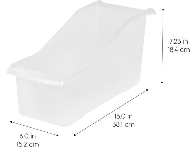 IRIS USA Plastic Book Bin Magazine Holder, 8-Pack, Vertical Standing Connecting Container Box for Office Dorm Study Homework Binder Notebook File...