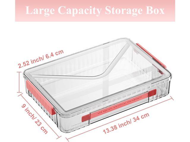 SAYEEC Clear File Storage Box Portable Project Case with Handle Plastic Storage Container with Lid Stackable Flat Storage Bin Document Magazine...