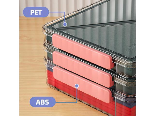 SAYEEC Clear File Storage Box Portable Project Case with Handle Plastic Storage Container with Lid Stackable Flat Storage Bin Document Magazine...