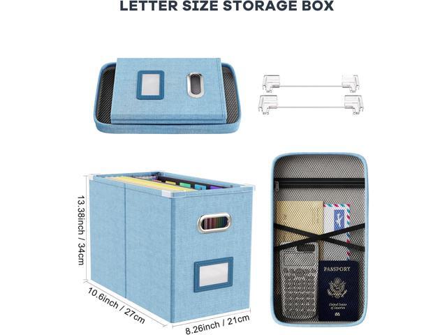 Oterri Portable Document Organizer with Lid, Hanging Storage Box with Mesh Pocket for Letter Files, Smooth Sliding Rail - Sky-blue (1 PCS)