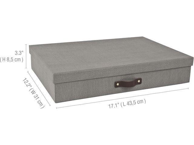 Bigso Sverker Canvas Fiberboard Legal and Art Storage Box Scrapbook Storage Box for Loose Papers and More Durable Document Boxes with Lid and...