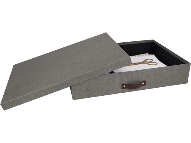Bigso Sverker Canvas Fiberboard Legal and Art Storage Box Scrapbook Storage Box for Loose Papers and More Durable Document Boxes with Lid and...