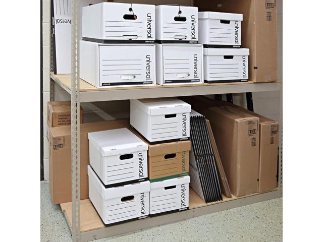 Universal 95224 Heavy-Duty Fast Assembly Lift-Off Lid Storage Box, Letter/Legal, White (Case of 12)