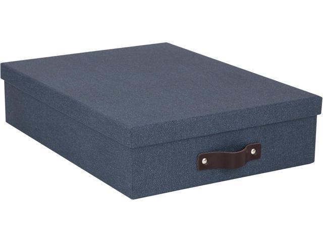 Bigso Oskar Canvas Fiberboard Document Letter Box - File Organizer Box for Important Paperwork - Document Storage with a Lid & Leather Handle - 3.3...