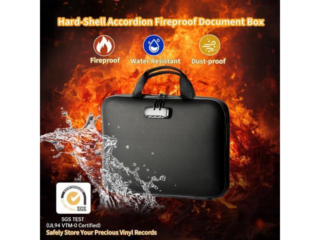 Fireproof Document Box with Lock, Portable Hard-Shell Case Fireproof File Box for Documents, Waterproof Document Box File Organizer for Important...