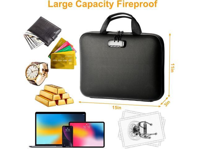 Fireproof Document Box with Lock, Portable Hard-Shell Case Fireproof File Box for Documents, Waterproof Document Box File Organizer for Important...