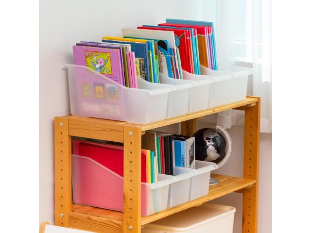 IRIS USA Plastic Book Bin Magazine Holder, 8-Pack, Vertical Standing Connecting Container Box for Office Dorm Study Homework Binder Notebook File...