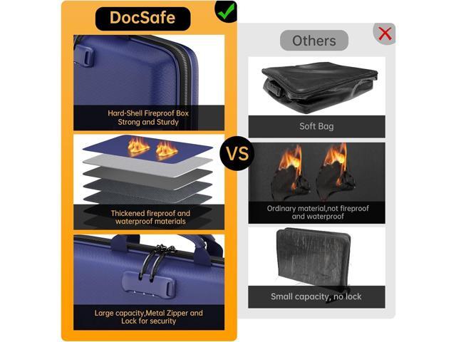 DocSafe Fireproof File Organizer with Lock, Hard-Shell Case Fireproof Document Box with 13 Pocket Accordion File Folder, Portable Home Office...
