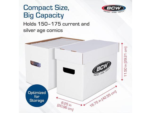 BCW Short Comic Storage Box - 5 Pack Holds 150-175 Current/Silver Age Comics Stackable, Durable 200 lb. Strength
