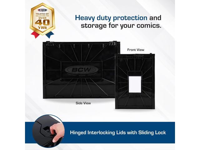 BCW Comic Bin, Black - Holds 150 Comics, Acid Free Storage and Organizer, Heavy Duty Plastic, Stackable, Includes Partition