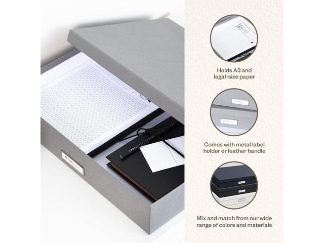Bigso Box of Sweden Sverker Fiberboard Legal and Art Storage Box Scrapbook Storage Box Durable Document Boxes with Lid and Metal Label Holder ...