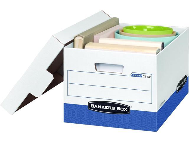 Bankers Box 20 Pack R-KIVE Heavy-Duty File Storage Boxes, FastFold, Lift-Off Lid, Letter, White/Blue