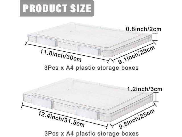 6 Pcs Clear A4 File Portable Project Case, Plastic Storage Box for 8.5' x 11' Letter Paper, Scrapbook Paper Storage Boxes Documents Magazines Holder