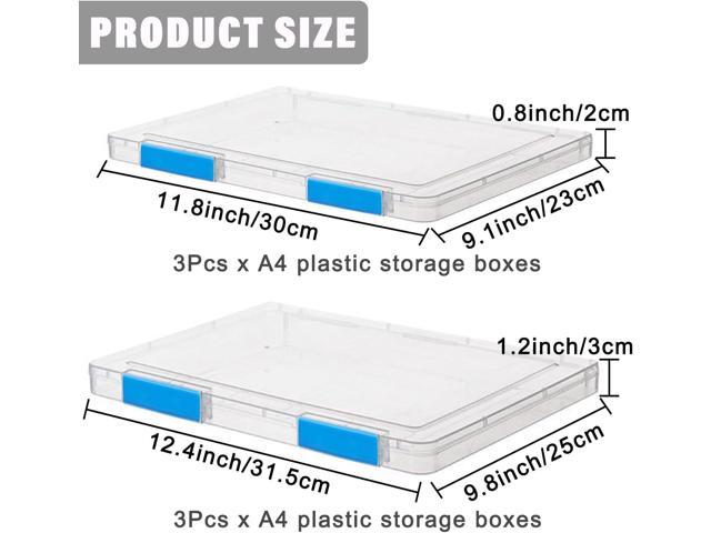 6 Pack A4 File Portable Project Case, Plastic Storage Box for 8.5' x 11' Letter Paper, Documents Magazines Holder Scrapbook Paper Storage Boxes (blue)