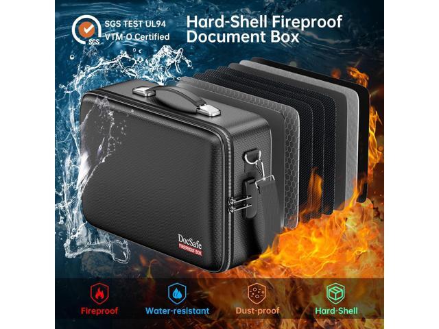 DocSafe Fireproof Document Box with Lock, Hard Case File Organizer with Accordion File Folder, Fireproof Water Resistant Safe Box Home Office...