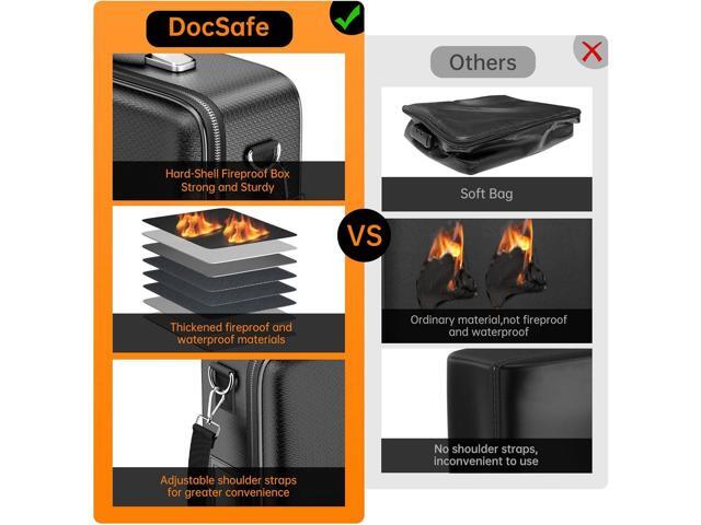 DocSafe Fireproof Document Box with Lock, Hard Case File Organizer with Accordion File Folder, Fireproof Water Resistant Safe Box Home Office...
