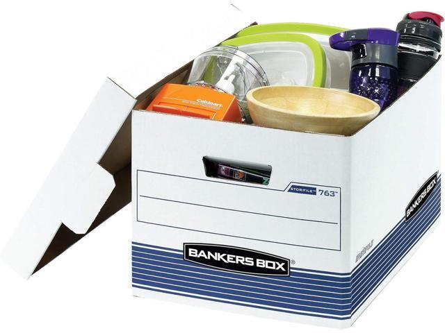 Bankers Box 20 Pack STOR/FILE Medium-Duty File Storage Boxes, FastFold, Lift-Off Lid, Letter/Legal, White/Blue