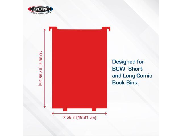 BCW Comic Bin Partitions Exclusive Organizer for Short and Long Comic Book Bins Notched, Tabbed, and Structurally Supportive Dividers (Red, 3...