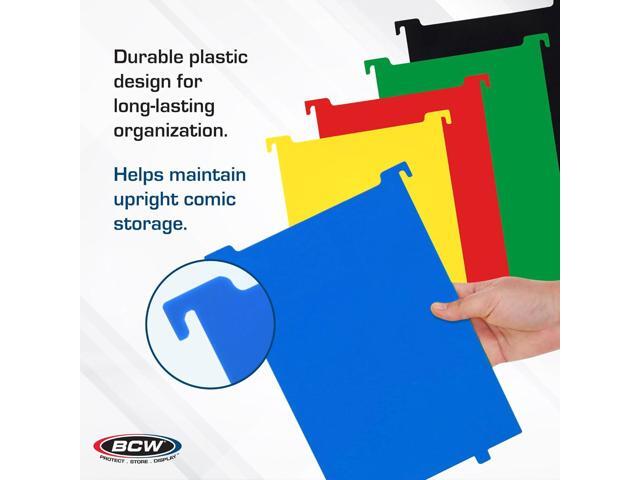 BCW Comic Bin Partitions Exclusive Organizer for Short and Long Comic Book Bins Notched, Tabbed, and Structurally Supportive Dividers (Red, 3...