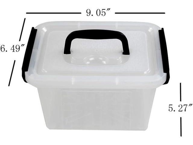 6-Pack 3 L Small Box with Lid, Plastic Clear Storage Bins with Handles