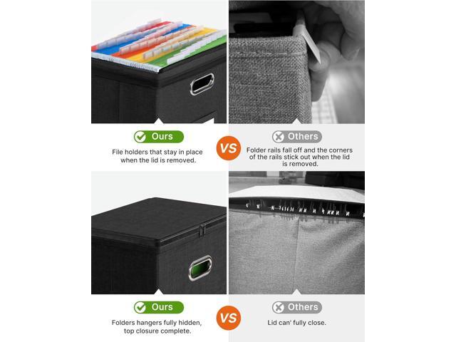 Oterri 2 Pack File Organizer Boxes with Lids, File Box with Mesh Pockets, Document Organizer Box for File Folders Letter Size, Zippers Filing Box...