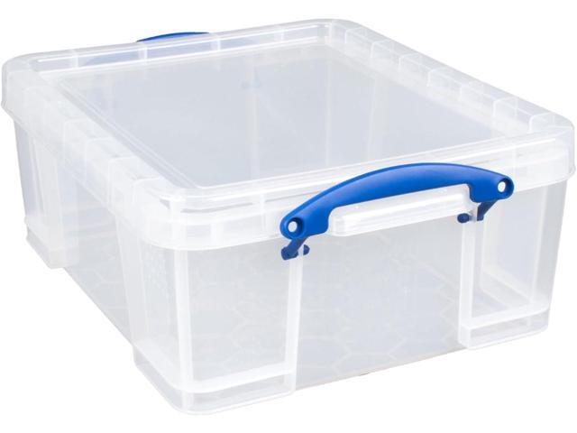 Really Useful Box 2 Pack 17L Plastic Storage Bins with Snap Lids and Clip Lock, Clear